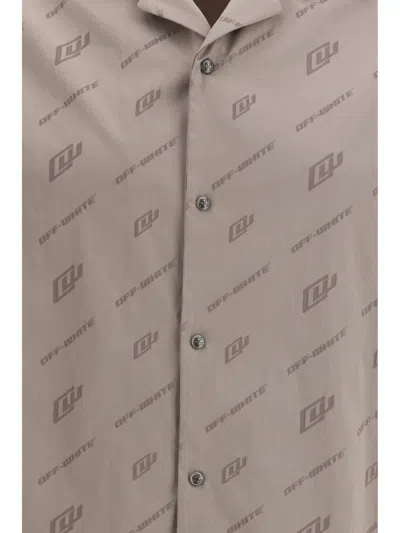 Off-white Monogram-print Short-sleeved Shirt In Brown