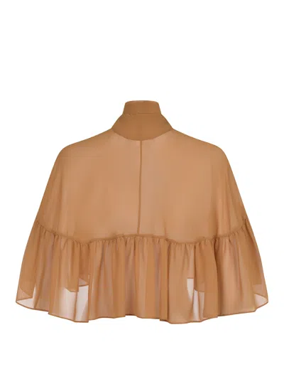 Max Mara Tie-neck Top In Brown