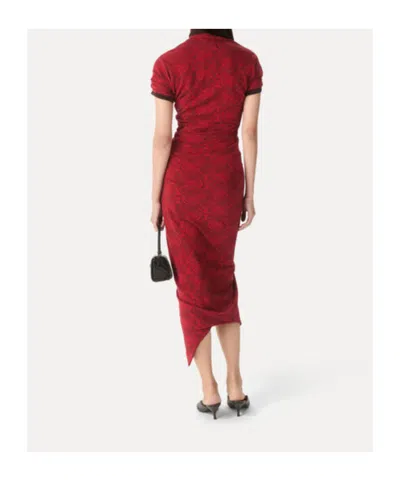 Vivienne Westwood Pulling Dress Jacquard Piquet Graffiti-orbs Xl Women In Brown