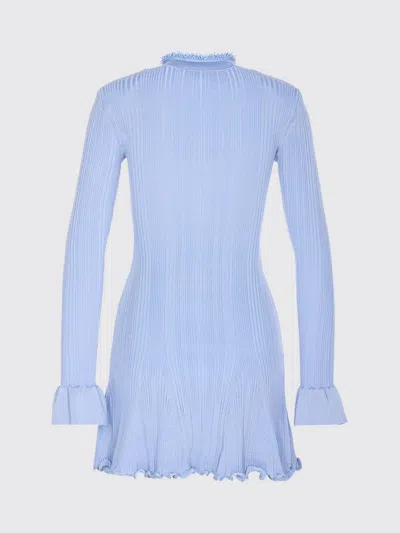 Self-portrait Self Portrait Mini Ribbed Knit Short Dress With Pearl Embellishments In Blue