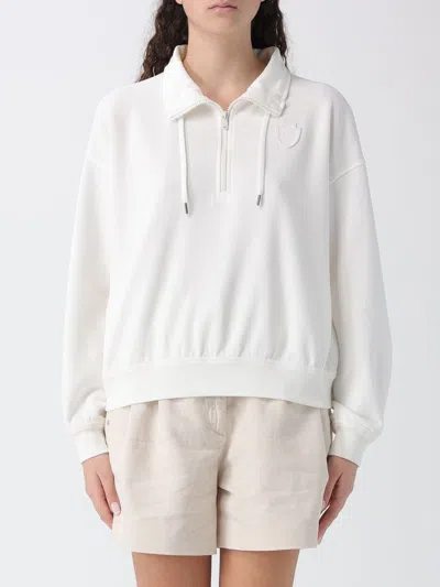 Brunello Cucinelli Cotton High Neck Sweater Drawstring Collar In White