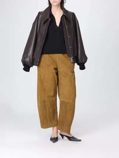 Khaite Womens Dark Brown Shelman Pointed-collar Leather Jacket Xs In Brown