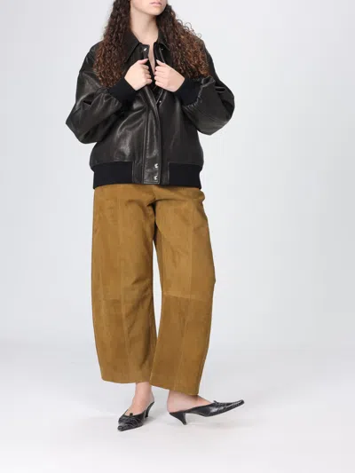 Khaite Womens Dark Brown Shelman Pointed-collar Leather Jacket Xs In Black