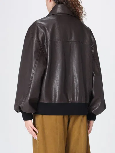 Khaite Womens Dark Brown Shelman Pointed-collar Leather Jacket Xs In Brown