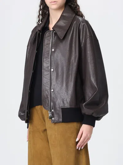 Khaite Womens Dark Brown Shelman Pointed-collar Leather Jacket Xs In Brown