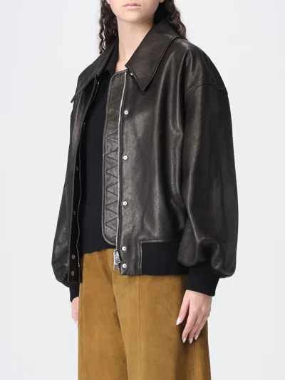 Khaite Womens Dark Brown Shelman Pointed-collar Leather Jacket Xs In Black