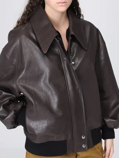 Khaite Womens Dark Brown Shelman Pointed-collar Leather Jacket Xs In Brown