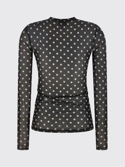 Ganni Sheer Polka Dot Long Sleeve Crew Sweater In Multi