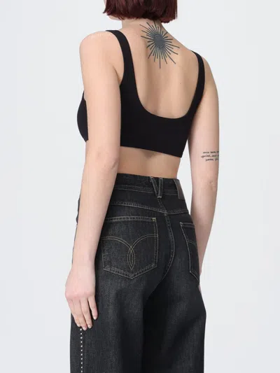 Versace Embroidered-logo Top In Black