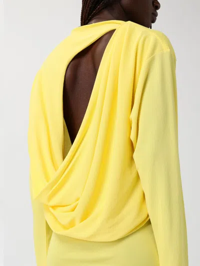 Jacquemus Flowing Viscose Jersey Dress With Embroidered Detailing In Yellow