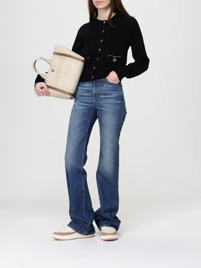 Chloé Chloe Embellished-pocket Wool And Cashmere-blend Cardigan In Black