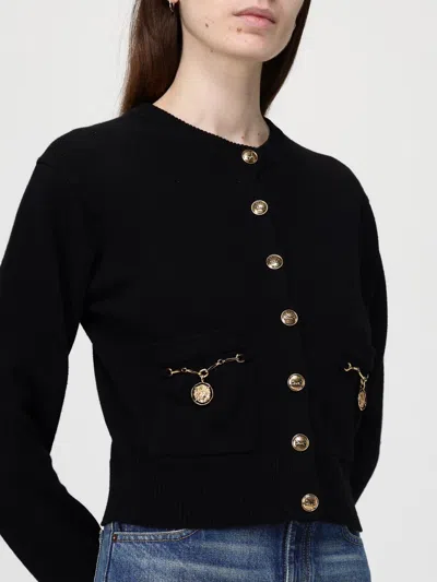 Chloé Chloe Embellished-pocket Wool And Cashmere-blend Cardigan In Black