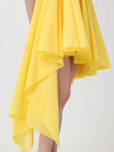Jacquemus Courte Asymmetric Cotton-blend Crepon Halterneck Dress In Yellow