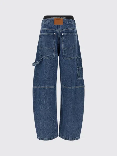 Alexander Wang Alexanderwang. T Prestyled High Rise Oversized Jeans With Logo Elastic In Deep Blue