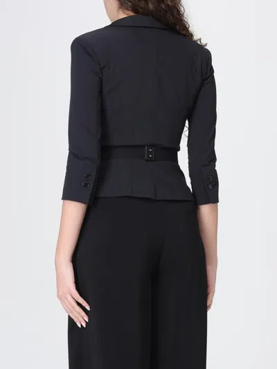 Elisabetta Franchi Jacket In Stretch Technical Fabric With Belt In Blue