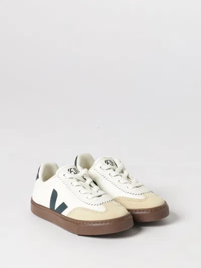 Veja Kids Leather Small Volley Trainers In Multi