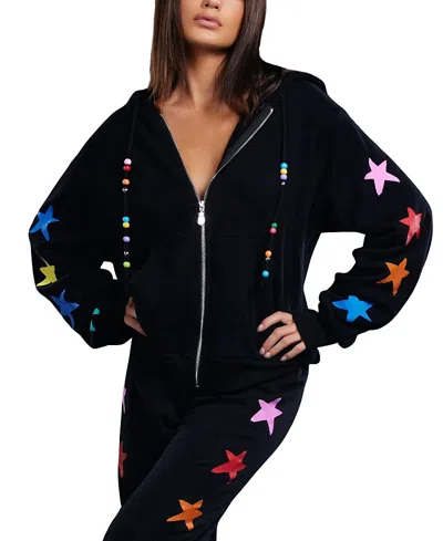 Lauren Moshi Hezly Brushed Stars Sweater In Black