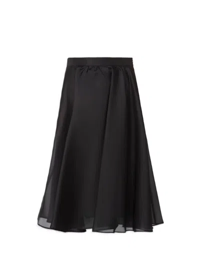 Max Mara Solid Color Midi Skirt In Black