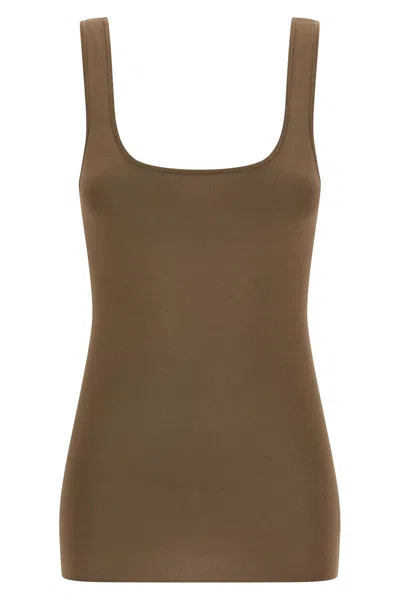 Entire Studios Ribbed Scoop Neck Sleeveless Lounge Top In Brown