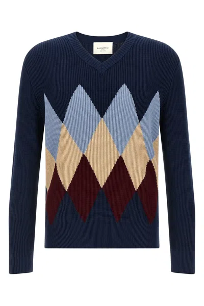 Ballantyne Blue Argyle Pattern Sweater In Blue