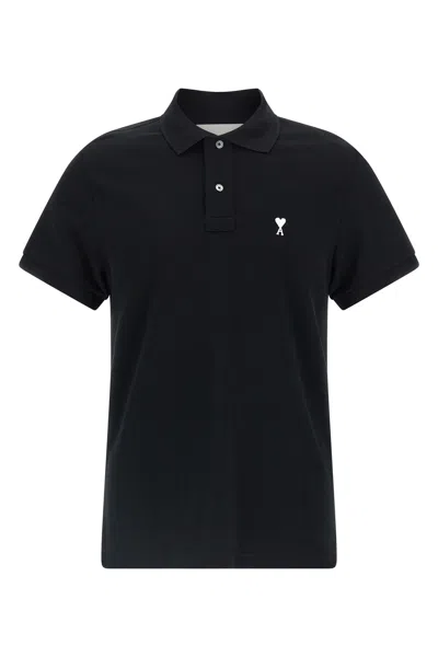 Ami Alexandre Mattiussi Black Polo Shirt With Ami De Coeur Logo Embroidered On The Front In Cotton Man In Multi