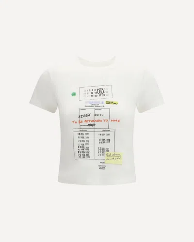 Mm6 Maison Margiela Stretch Cotton T Shirt Short Sleeves Print In White