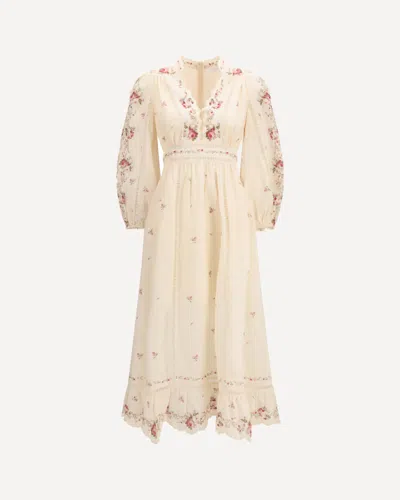 Zimmermann Patience Floral Linen Midi Dress In Neutral