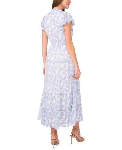 Msk Women's Smocked Waist Tiered Short-sleeve Maxi Dress In Blue | ModeSens