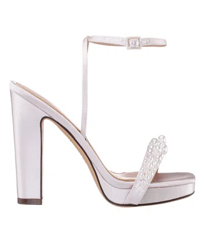 Nina Evette Ankle Strap Platform Sandal In White