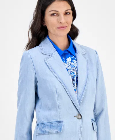 T Tahari One Button Jacket In Blue