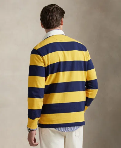 Polo Ralph Lauren Long Sleeve Jersey Knit Society Bear Rugby Shirt In Yellow
