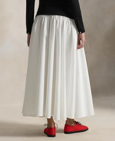 Polo Ralph Lauren Contrast-waistband A-line Skirt In White In Black