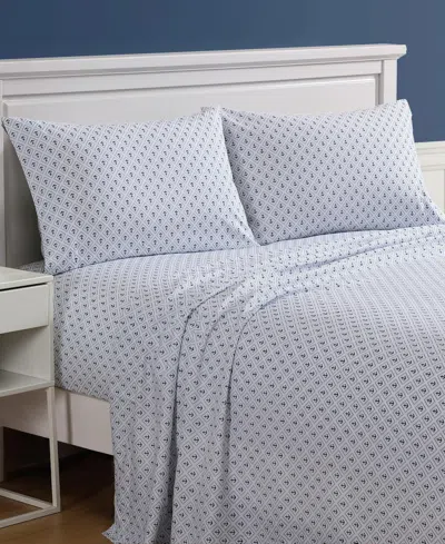 Nautica Printed Cooling Microfiber 4-pc. Sheet Set, Full In White