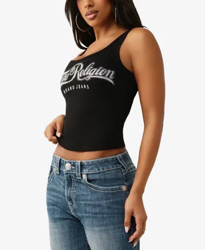 True Religion Crystal Logo Tank In Black
