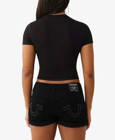 True Religion True Baddie Crop Stretch Cotton Graphic T-shirt In Black