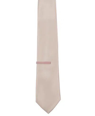 Construct Men's Solid Tie & 1" Tie Bar Set In Brown