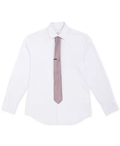 Construct Men's Solid Tie & 1" Tie Bar Set In Pink