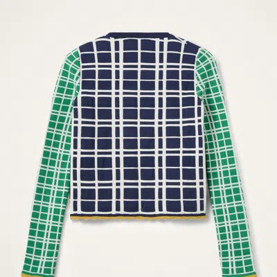 La Doublej Tie Front Checked Cardigan In Blue