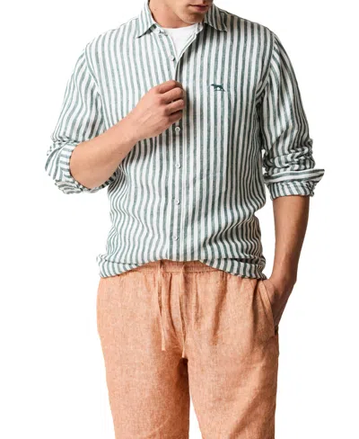 Rodd & Gunn Seadown Original Fit Stripe Linen Button-up Shirt In Blue