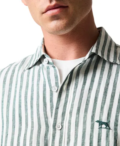 Rodd & Gunn Seadown Original Fit Stripe Linen Button-up Shirt In Blue