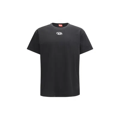 Diesel Mens 900 T-norm-iod Logo-embroidered Cotton-jersey T-shirt In Black