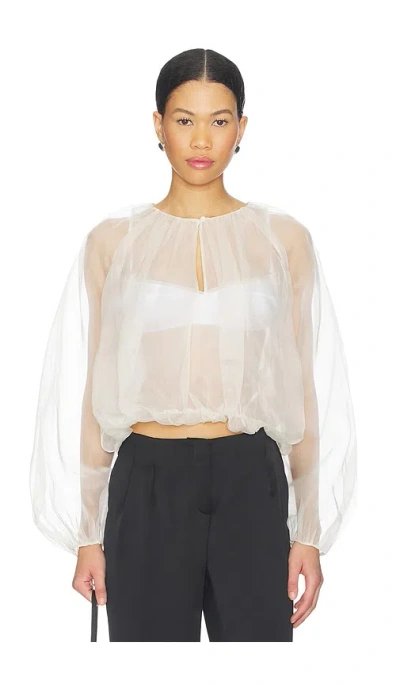 Frame The Sheer Balloon Blouse In Cream In White