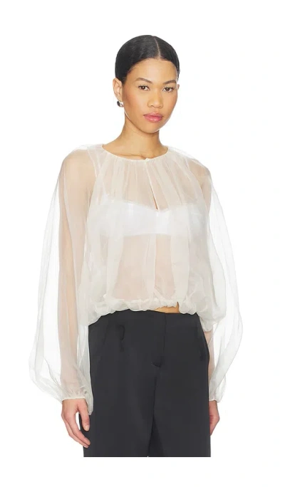 Frame The Sheer Balloon Blouse In Cream In White