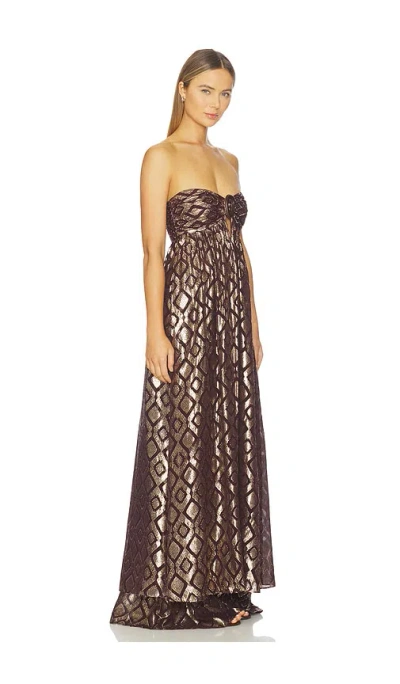 Alexis Geometric Pattern Strapless Top In Metallic