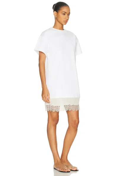 Staud Grier Silk And Lace-trimmed Cotton-jersey Mini Dress In White