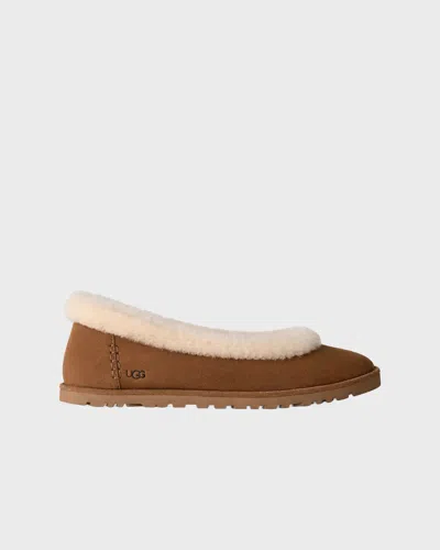 Ugg Minimalist Brown Flat Shoes With Smooth Rounded Toe