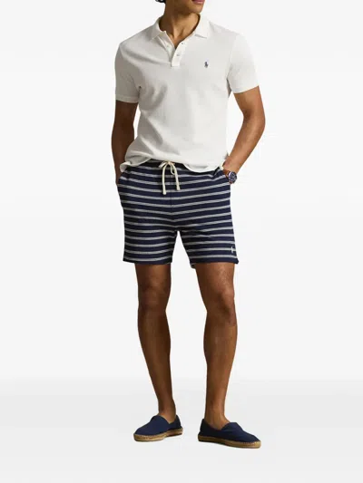Polo Ralph Lauren Cotton Club Bar Stripe Textured Pull On Short In Blue