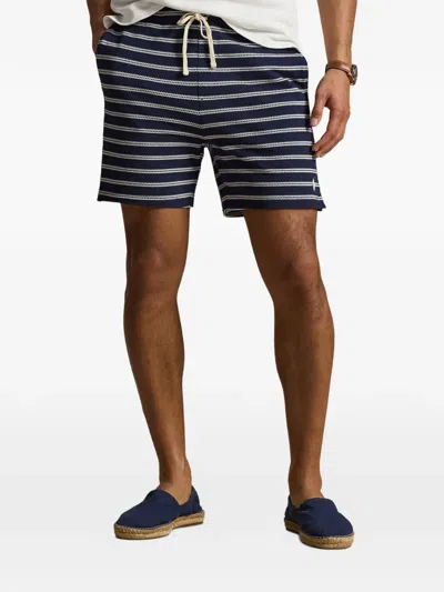 Polo Ralph Lauren Cotton Club Bar Stripe Textured Pull On Short In Blue