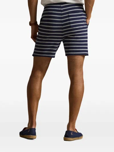 Polo Ralph Lauren Cotton Club Bar Stripe Textured Pull On Short In Blue