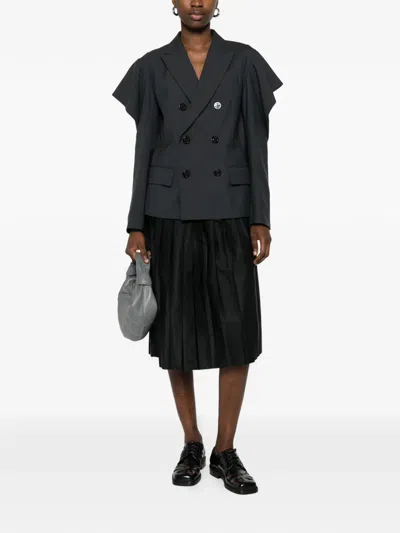 Sacai Double-breasted Blazer In Black
